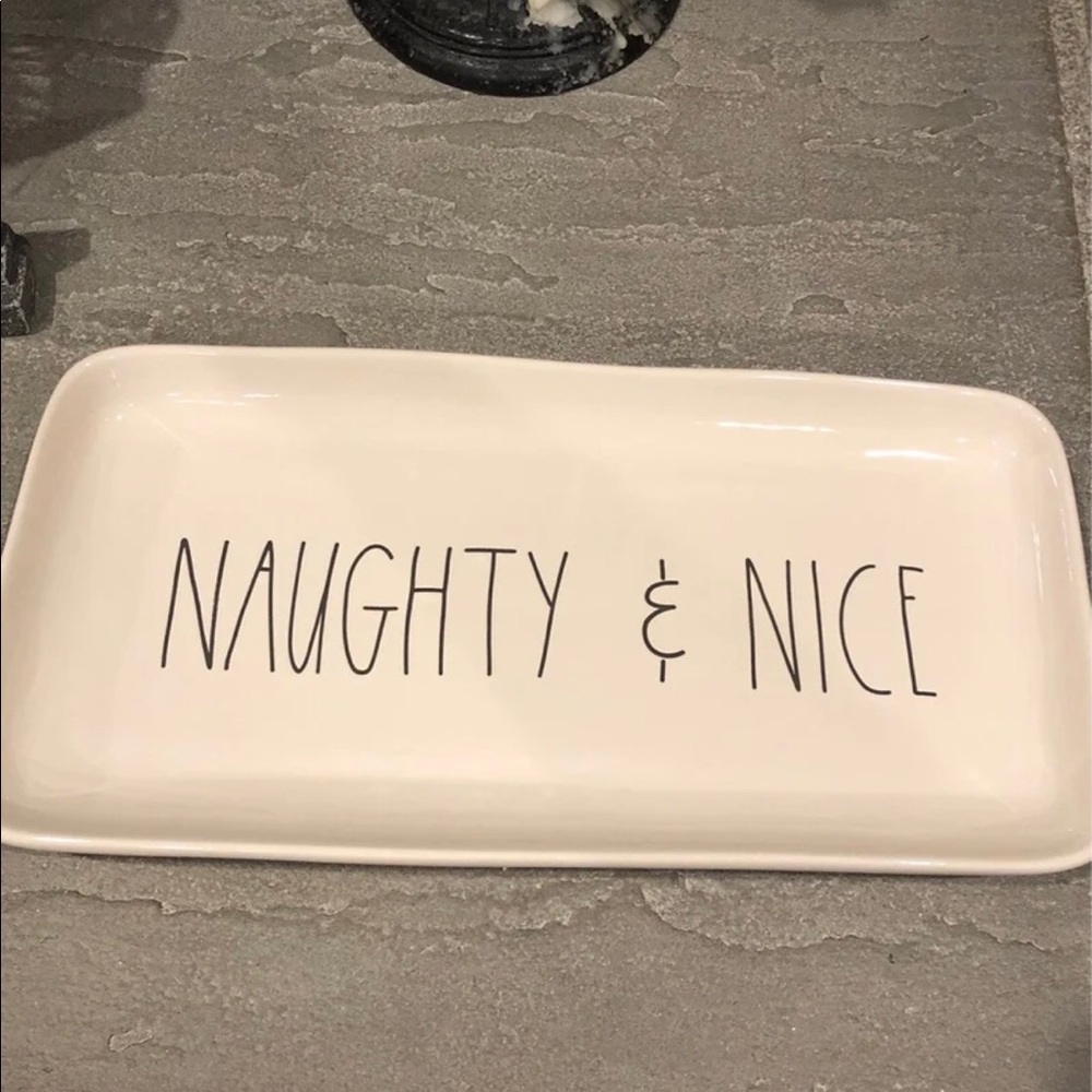 Brand new Rae Dunn Christmas naughty & nice ceramic platter